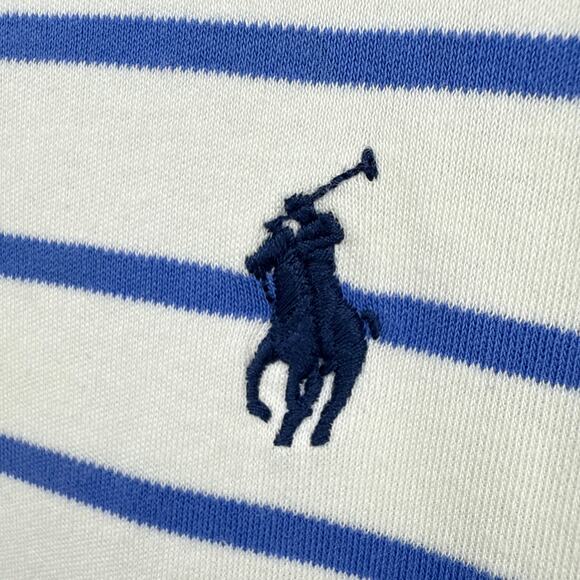 Polo Ralph Lauren XXL Classic Fit Striped Soft Cotton Polo White‎ Blue Preppy - Picture 4 of 8